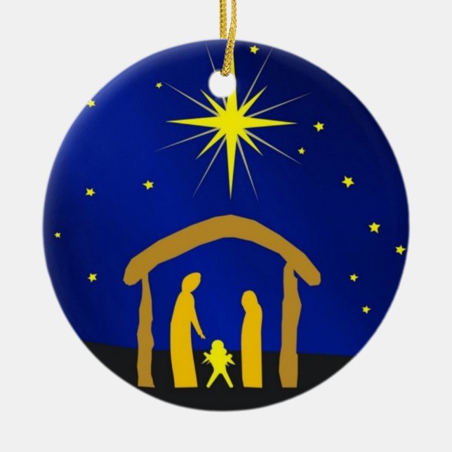 Manger Scene Ceramic Ornament (Framsidan)