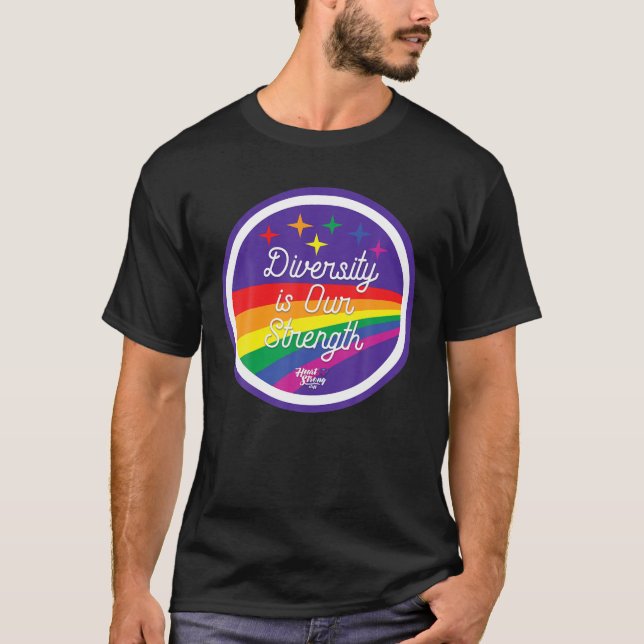 Mångfald är vår styrka för Gay pride T Shirt (Framsida)