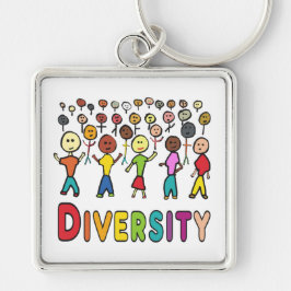 Mångfald Fyrkantig Silverfärgad Nyckelring