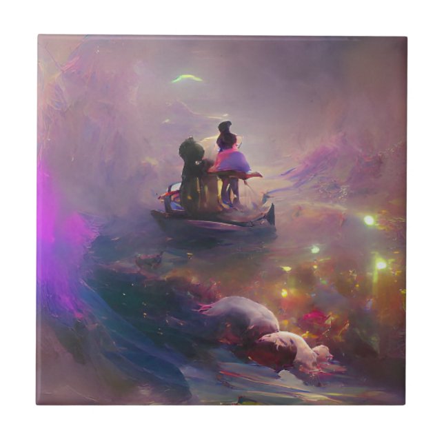 Mångfaldig drömdröm, fantastisk färgstark kakelplatta (Framsidan)