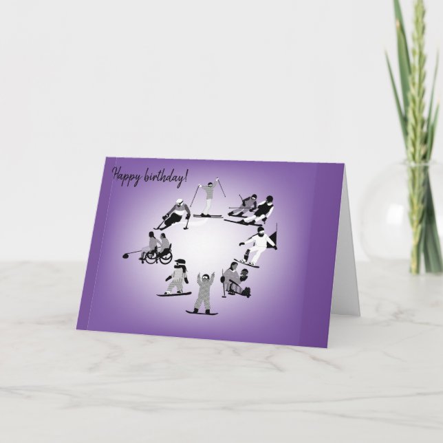 Mångfaldsdesign Winter Sports Birthday Card Kort (Framsida)