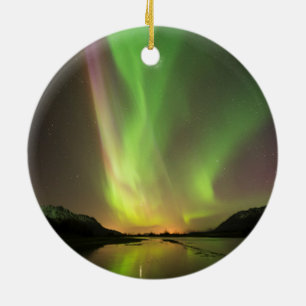 Mångfärgad aurora julgransprydnad keramik