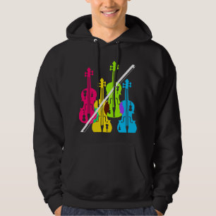Mångfärgad fiolfödelsedaggåva för musiker hoodie