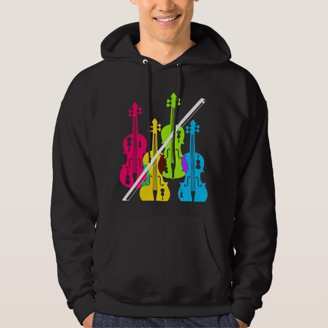 Mångfärgad fiolfödelsedaggåva för musiker hoodie (Framsida)