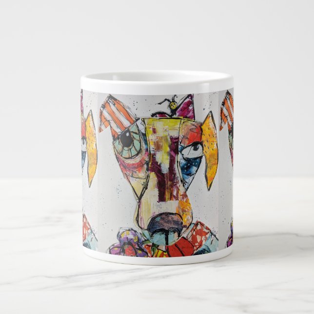 Mångfärgad Hund Jumbo Mugg (Framsidan)