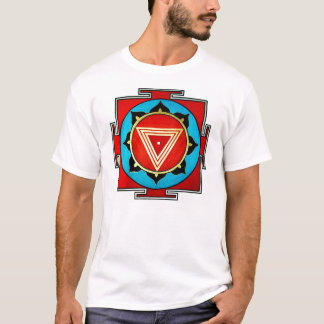 Mångfärgad Kali Yantra för vit utslagsplats T-shirt
