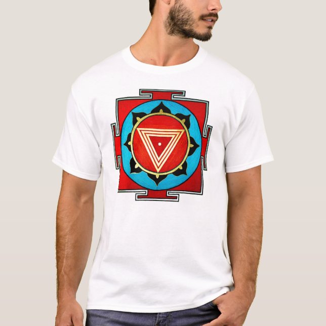 Mångfärgad Kali Yantra för vit utslagsplats T-shirt (Framsida)
