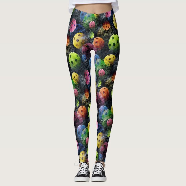Mångfärgad Pickleballs damasker Leggings (Framsida)