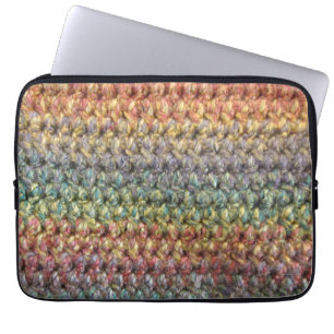 Mångfärgad randig stucken virkning laptop sleeve