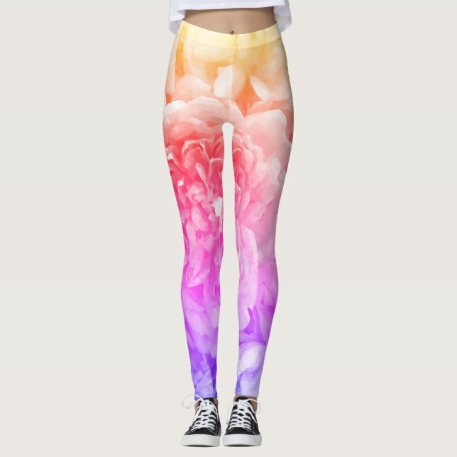Mångfärgad rosa damasker leggings (Framsida)