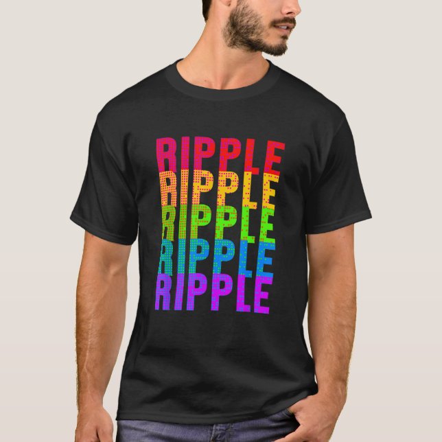 Mångfärgad XRP Cryptocurrency Currency Blockc T Shirt (Framsida)