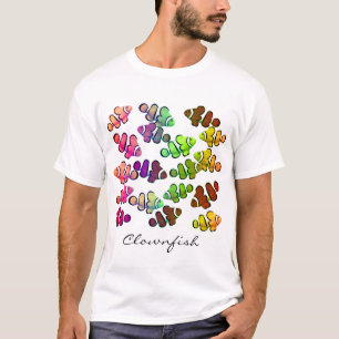 Mångfärgade Clownfish skolar T-tröja T Shirt