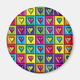 Mångfärgade hjärtor magnet