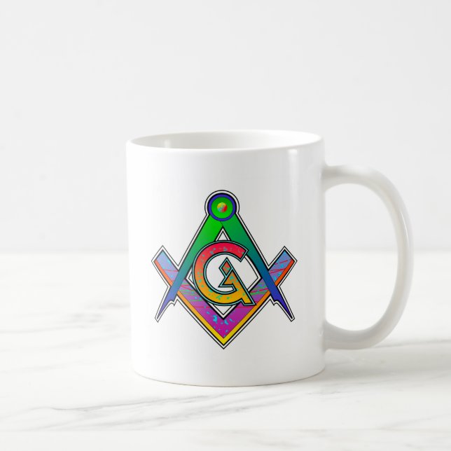 Mångfärgade Masonic kvadrerar & omringar Kaffemugg (Höger)