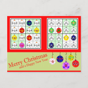 Mångfärgade Sudoku för jul Helg Vykort
