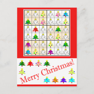 Mångfärgade Sudoku för jul Helg Vykort