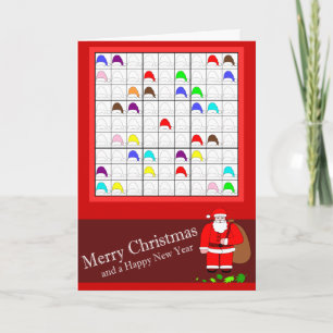 Mångfärgade Sudoku för jul Helgkort
