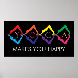 Mångfärgade YOGAflickor - textmall Poster