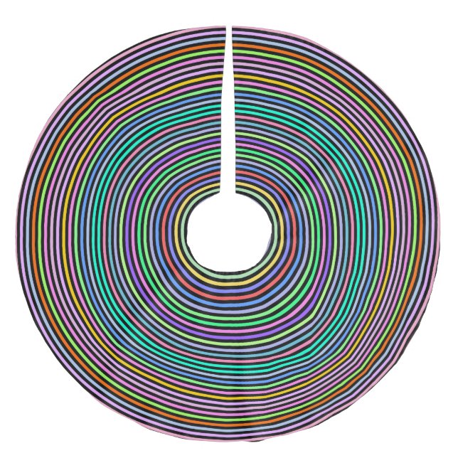 Mångfärgat cirklar/ringer mönster julgransmatta borstad polyester (Framsidan)