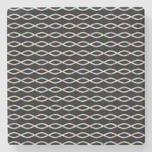 Mångfärgat Kedja-Något liknande mönster (svart Underlägg Sten (Framsidan)