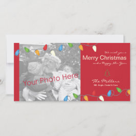 Mångfärgat kort för foto för julljushelgdag