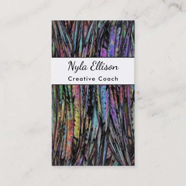Mångfärgat Wispy, abstrakt konstdesign för lodrät Visitkort (Framsida)