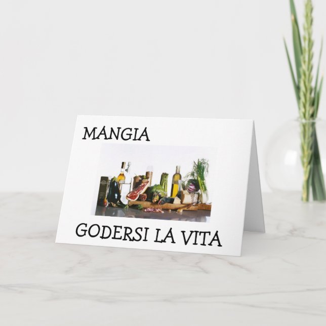 "MANGIA - EAT AND ENJOY LIFE" BIRTHDAY CARD KORT (Framsida)