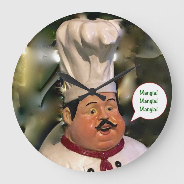 Mangia, Mangia, Mangia Kitchen Clock Stor Klocka (Framsida)