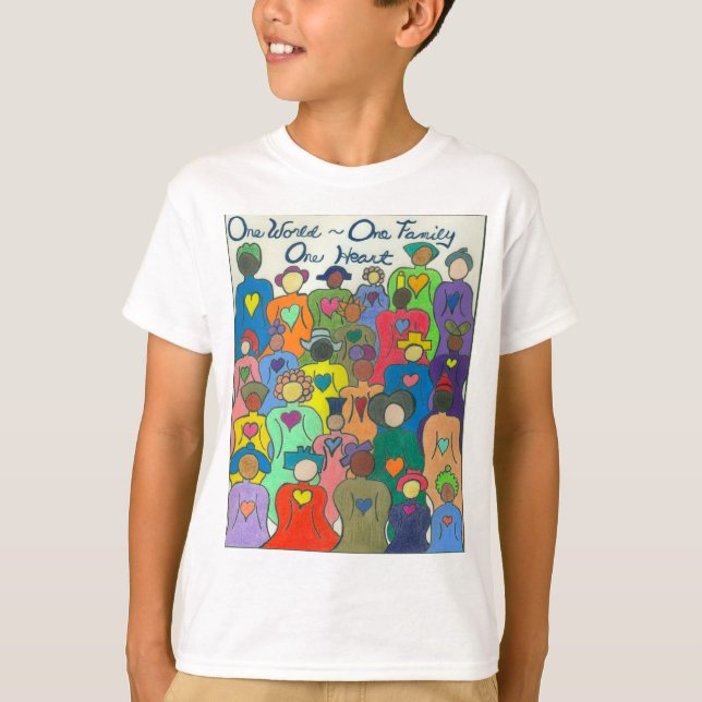 Mångkulturell 1 värld, 1 familj, 1 skjorta för t shirt (Framsida)