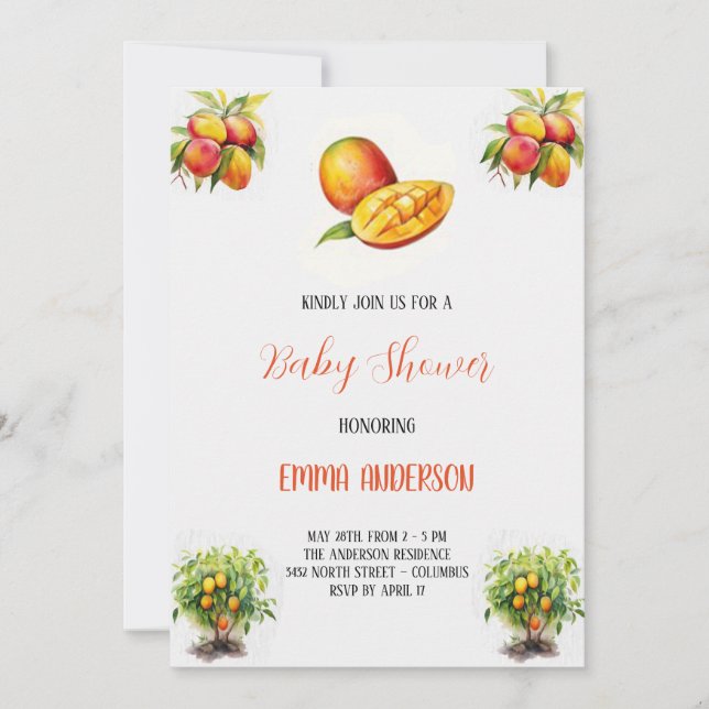 mango babyduschinbjudan inbjudningar (Framsida)