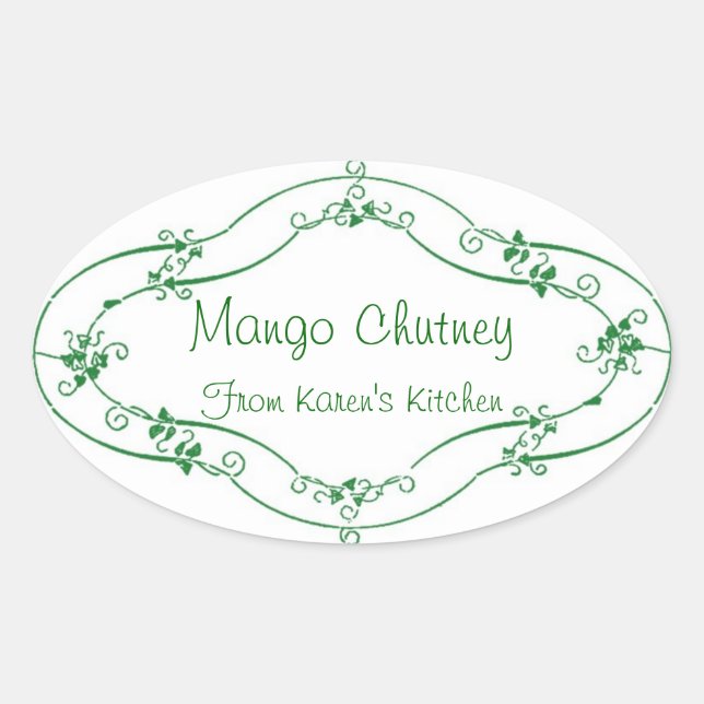Mango Chutney anpassade-etiketter Ovalt Klistermärke (Framsida)