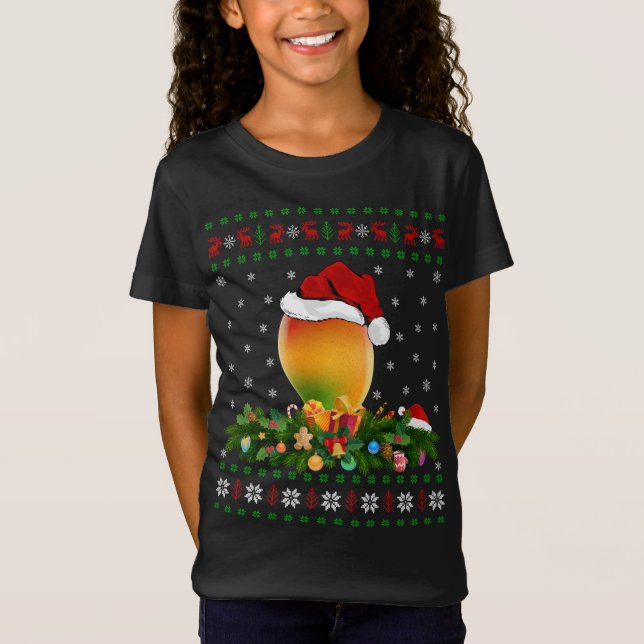 Mango Fruit Älskare Julafton Santa Hat Ugly Mango  T Shirt (Framsida)