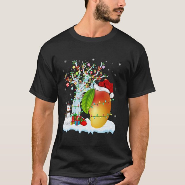 Mango Fruit Julafton Lighting Träd Santa Hat Mango T Shirt (Framsida)