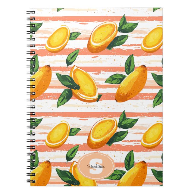Mango Fruit Mönster med Grönt Löv Anteckningsbok (Framsidan)