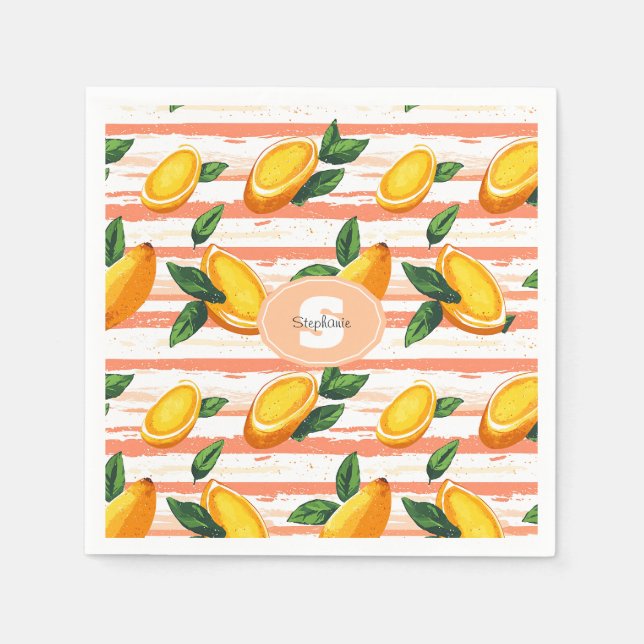 Mango Fruit Mönster med Grönt Löv Pappersservett (Framsidan)