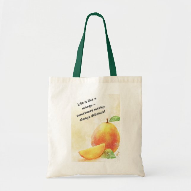 Mango Fruit Quote Tote Bag - Färsk och inspirerand Tygkasse (Framsidan)