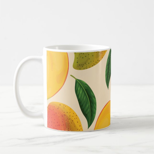 Mango Fruit Seamless Mönster Kaffemugg (Vänster)