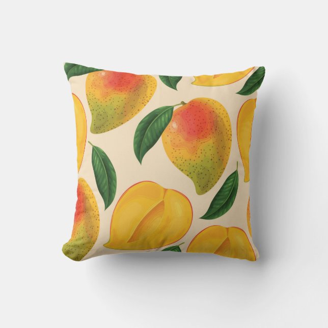 Mango Fruit Seamless Mönster Kudde (Framsida)