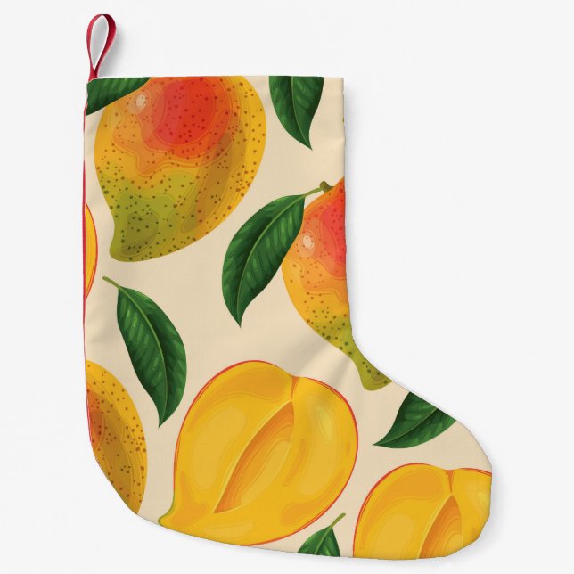 Mango Fruit Seamless Mönster Liten Julstrumpa (Framsidan)