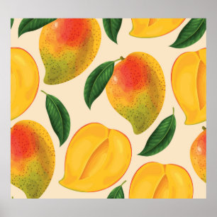 Mango Fruit Seamless Mönster Poster