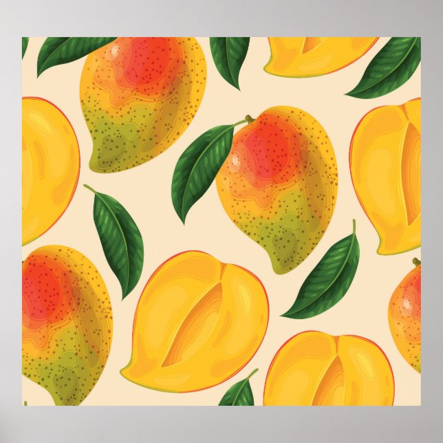 Mango Fruit Seamless Mönster Poster (Framsidan)