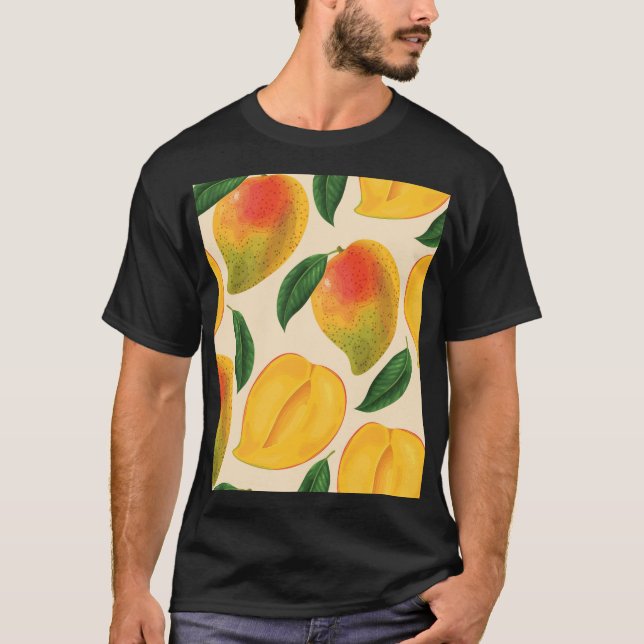 Mango Fruit Seamless Mönster T Shirt (Framsida)
