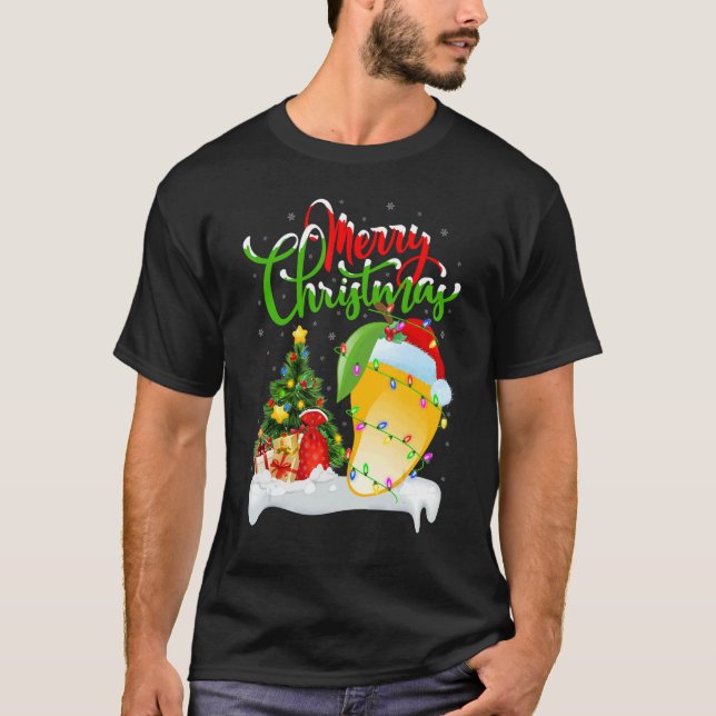 Mango Fruit   Xmas Decorations Santa Mango Christm T Shirt (Framsida)