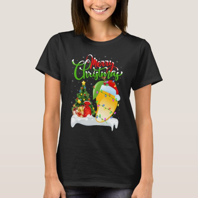 Mango Fruit   Xmas Decorations Santa Mango Christm T Shirt (Framsida)