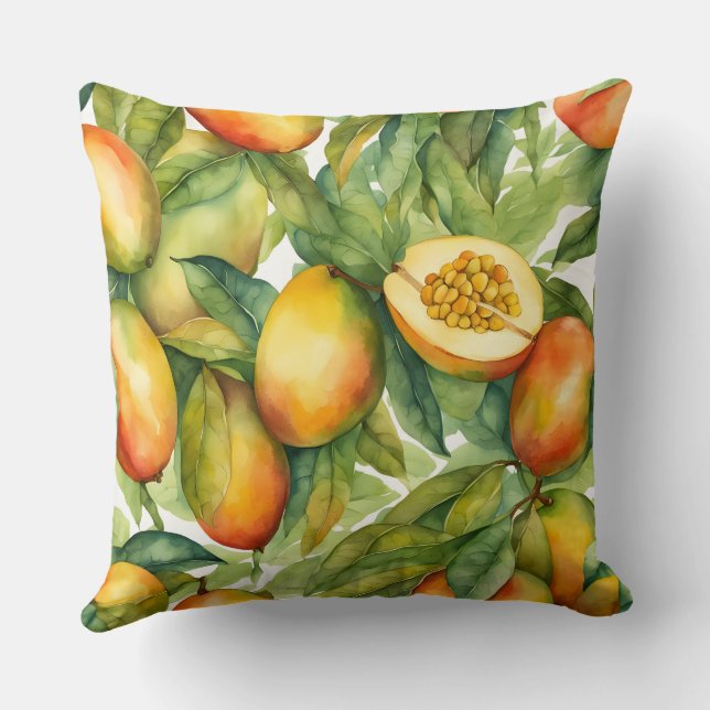 Mango Frukter och blad  Kudde (Baksida)