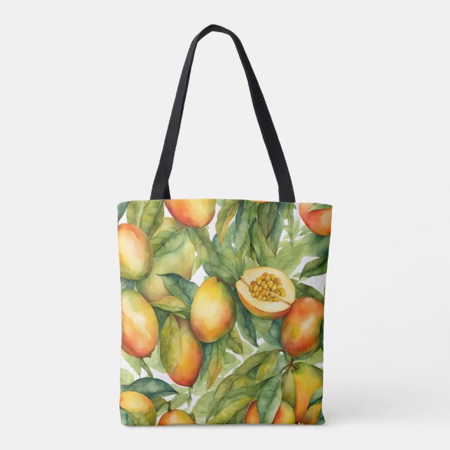 Mango Frukter och blad  Tygkasse (Baksida)