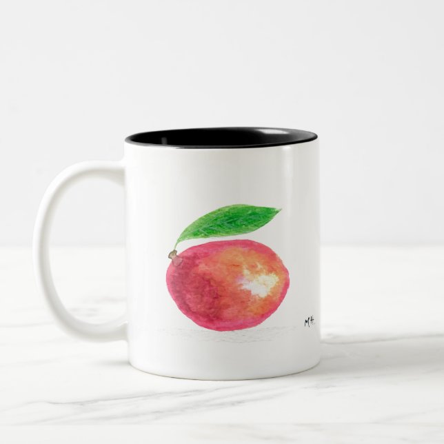 Mango fruktos tropiska orange köksvegan Två-Tonad mugg (Vänster)