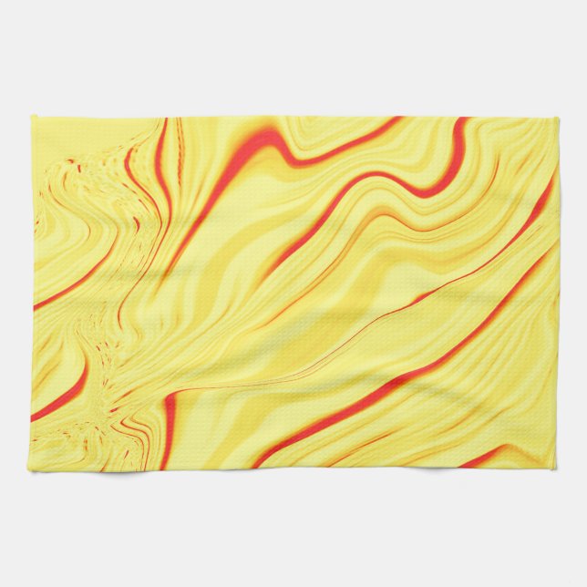 Mango-kräm, med böjt rött eller korallinje kökshandduk (Horisontell)