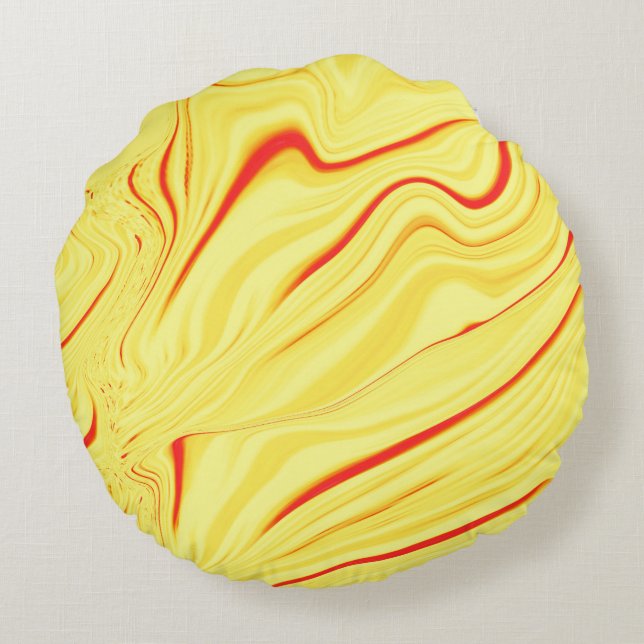 Mango-kräm, med böjt rött eller korallinje rund kudde (Baksidan)