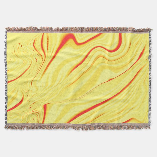 Mango kräm med rött eller koralt böjt slaganfall filt (Framsidan)